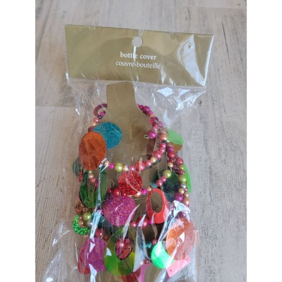 Pier 1 Imports beaded bottle cover rainbow sparkle - Picture 3 of 6